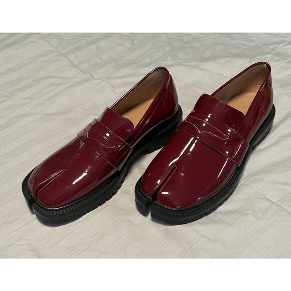 ARNO CONTI Unisex W 11 M 10.5 Loafers Burgundy Patent Leather Chunky Split Toe main image 6